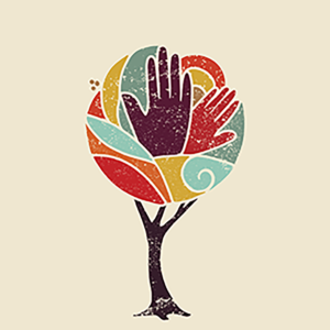 Image of a hands coming out of a tree - article cover of the public engagement and literacy research issue