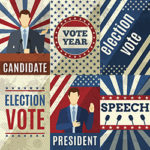 Vintage politics mini posters set with election candidates figures isolated vector illustration