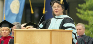 Barbara Burch presenting at graduation