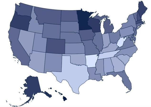 A map of the united states  Description automatically generated